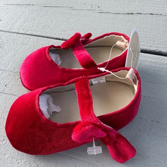 First Impressions Red Velvet Baby Shoes - Picture 8 of 13